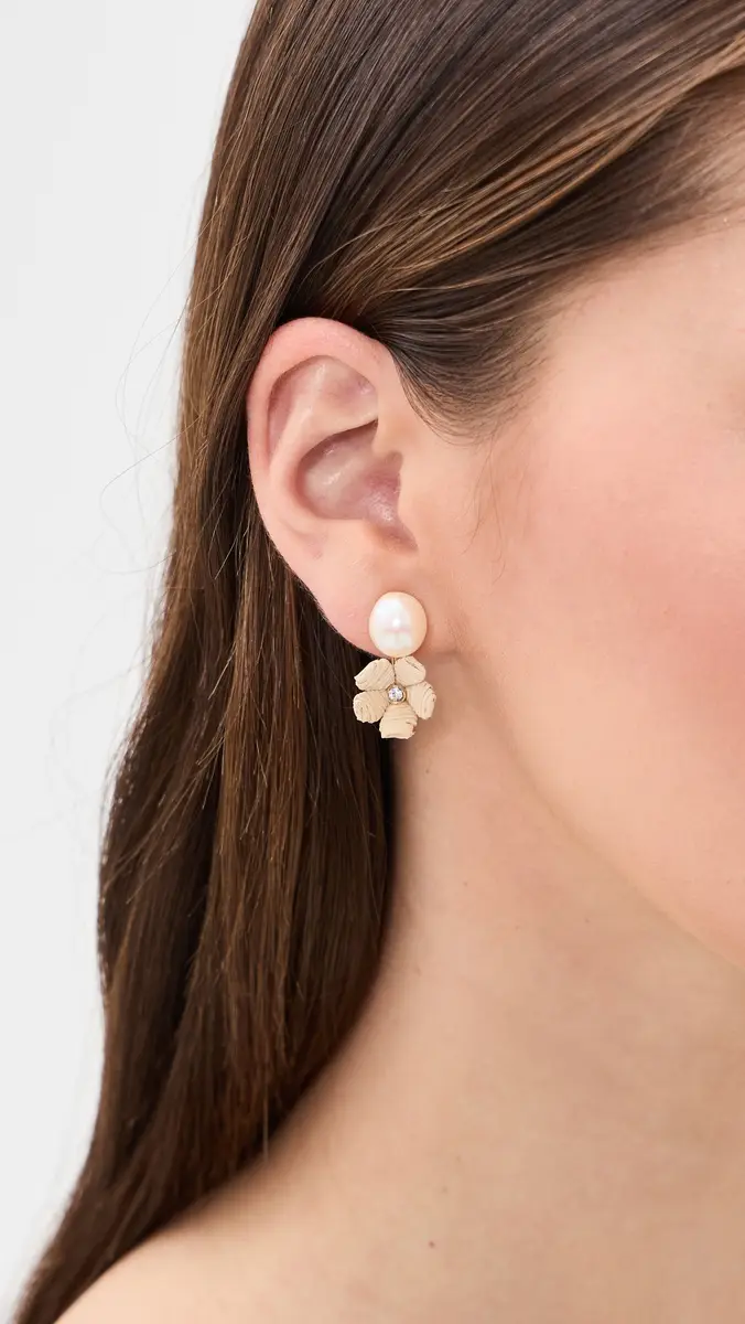 Lele Sadoughi Floral Double Drop Stud Earrings | Thumbnail 3 Lele Sadoughi Floral Double Drop Stud Earrings | Thumbnail 3