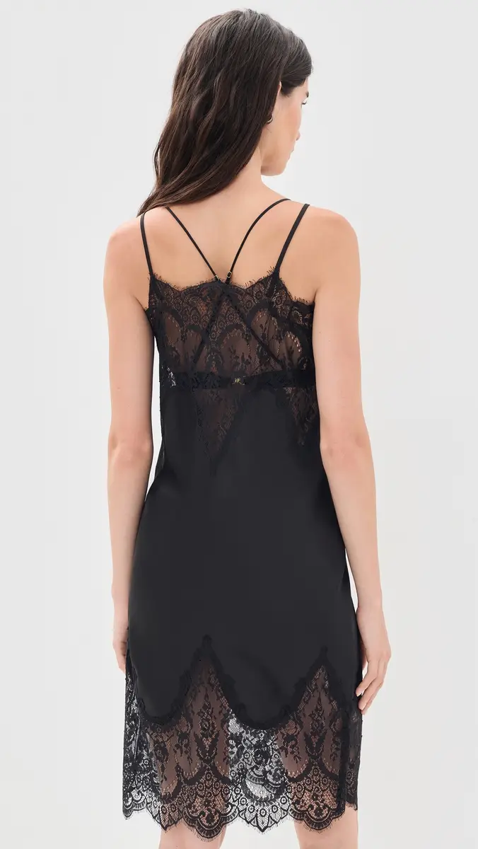 Norma Kamali Bias Slip Dress with Lace Black | Thumbnail 3 Norma Kamali Bias Slip Dress with Lace Black | Thumbnail 3