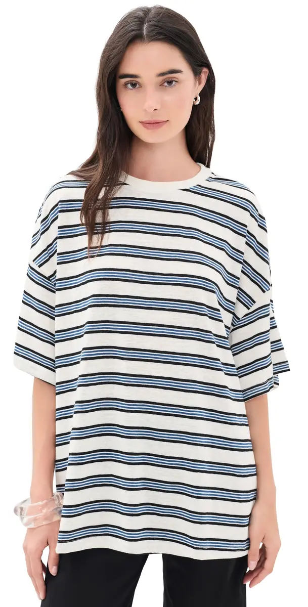 VRG GRL Willow Tee Blue tripe | Image 1 VRG GRL Willow Tee Blue tripe | Image 1