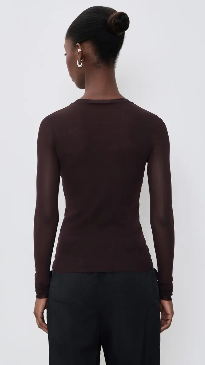 MEIMEIJ Tulle Long Sleeve Fitted Top | Thumbnail 3