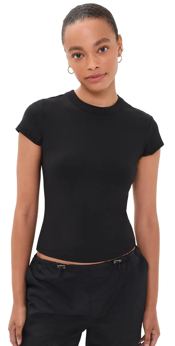 Good American The Cap Sleeve Tee Black001 | Image 1 Good American The Cap Sleeve Tee Black001 | Image 1