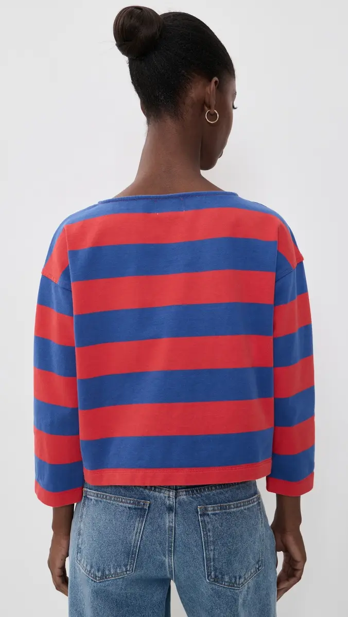 Madewell The Rugby Boatneck Long-Sleeve Tee In Club Cotton Pomegrante Seed And Waterfall | Thumbnail 3 Madewell The Rugby Boatneck Long-Sleeve Tee In Club Cotton Pomegrante Seed And Waterfall | Thumbnail 3