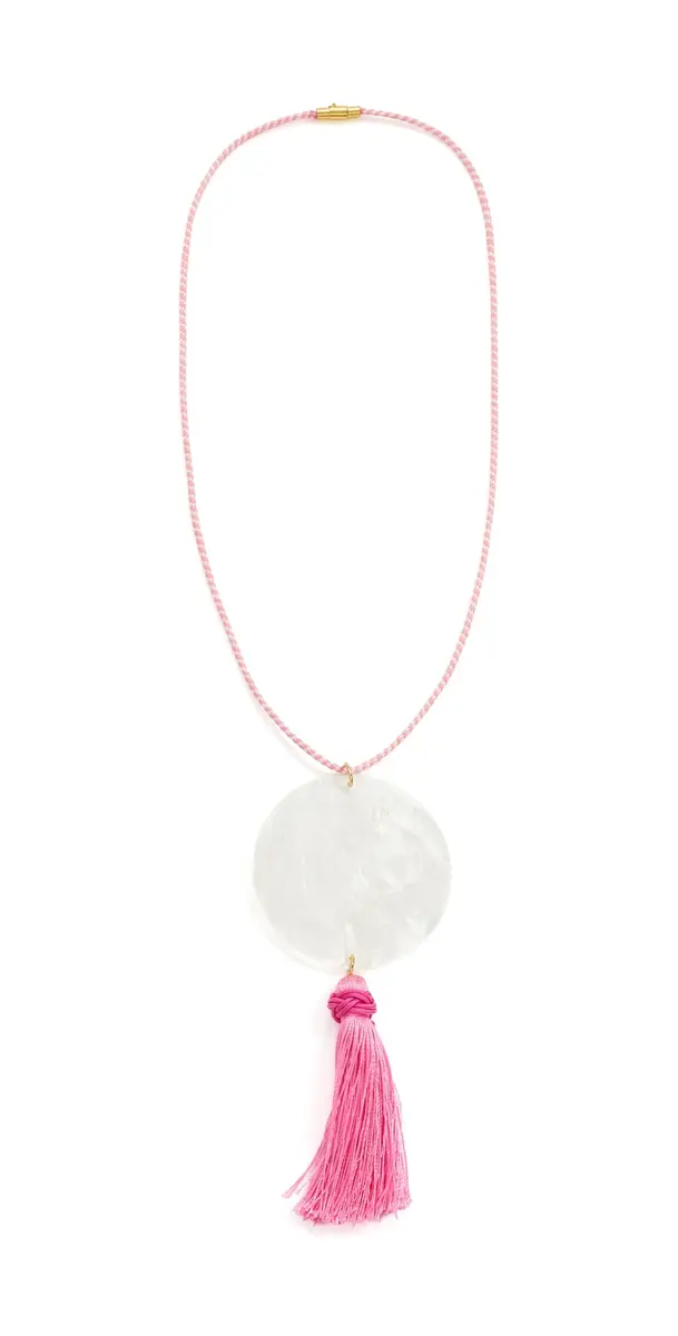 Logan Tay Pink Tassel Shell Necklace Pink One Size | Image 1 Logan Tay Pink Tassel Shell Necklace Pink One Size | Image 1