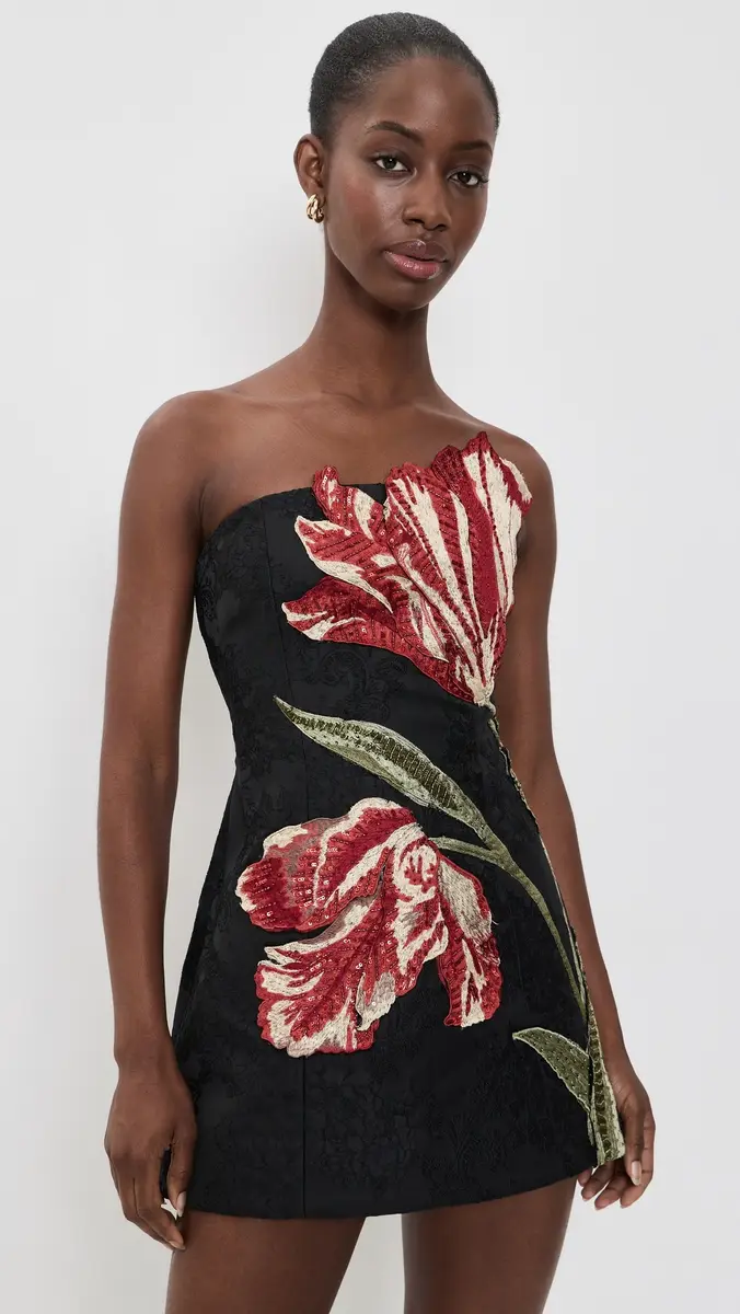 Alice + Olivia Katia Embellished Strapless Lantern Mini Dress | Thumbnail 2
