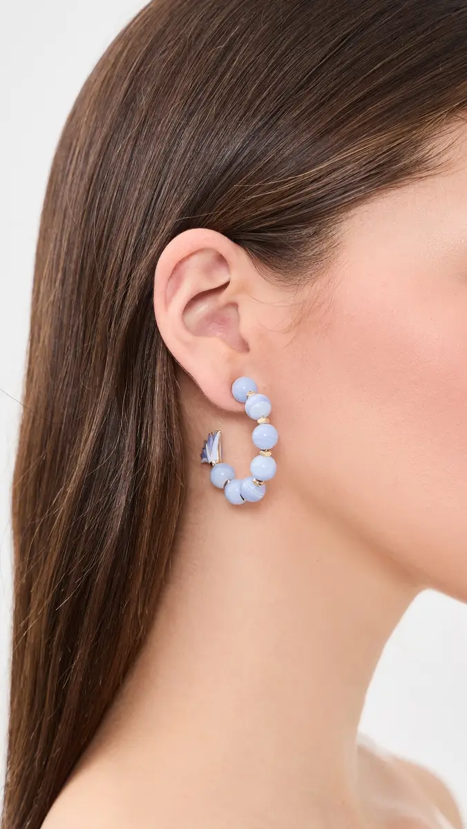 Lele Sadoughi Enamel Lotus Hoop Earrings | Thumbnail 3 Lele Sadoughi Enamel Lotus Hoop Earrings | Thumbnail 3