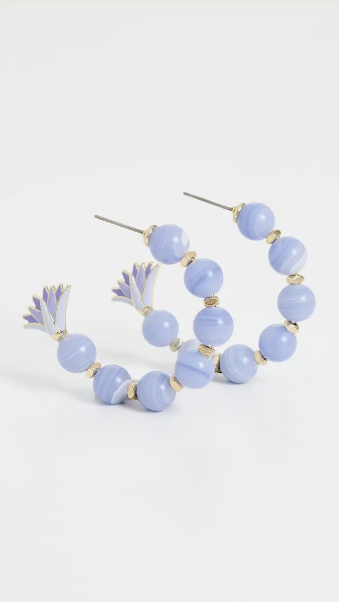 Lele Sadoughi Enamel Lotus Hoop Earrings | Thumbnail 4 Lele Sadoughi Enamel Lotus Hoop Earrings | Thumbnail 4