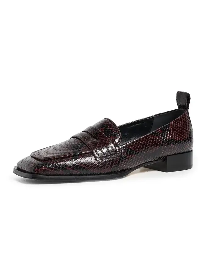 aeyde Blake Snake Print Leather Loafers