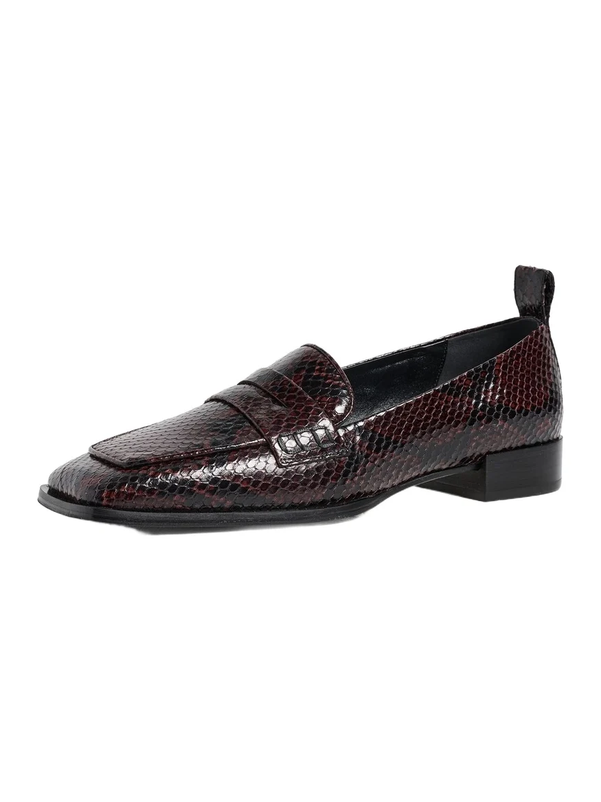 aeyde Blake Snake Print Leather Loafers