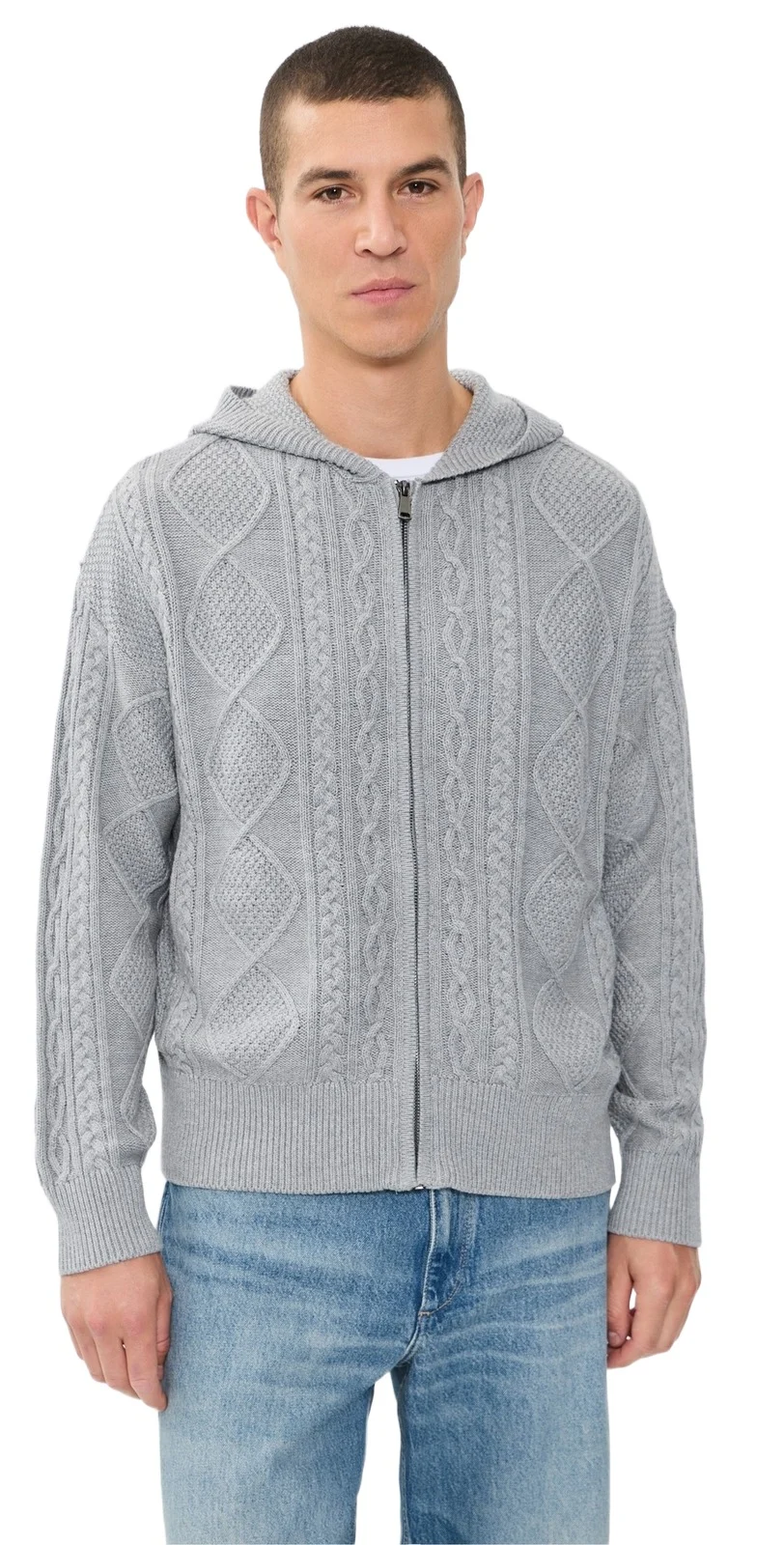 Liam Cable Knit Zip-Up Cardigan Liam Cable Knit Zip-Up Cardigan
