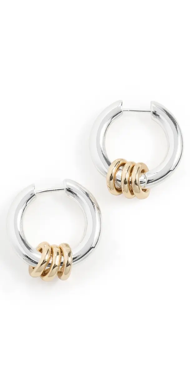 Madewell Triple Ring Huggie Hoop Earrings Mixed Metal One Size | Image 1 Madewell Triple Ring Huggie Hoop Earrings Mixed Metal One Size | Image 1