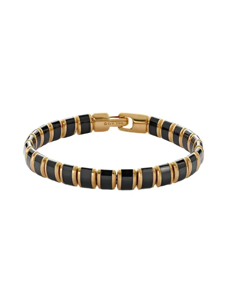 David Yurman Spiritual Beads 18kt gold bracelet with onyx