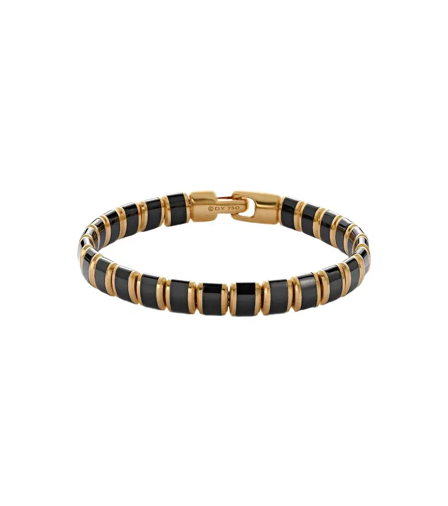 David Yurman Spiritual Beads 18kt gold bracelet with onyx