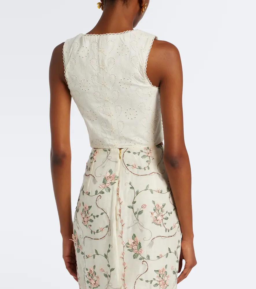 Agua by Agua Bendita Cornalina broderie anglaise cotton bustier top | Thumbnail 2
