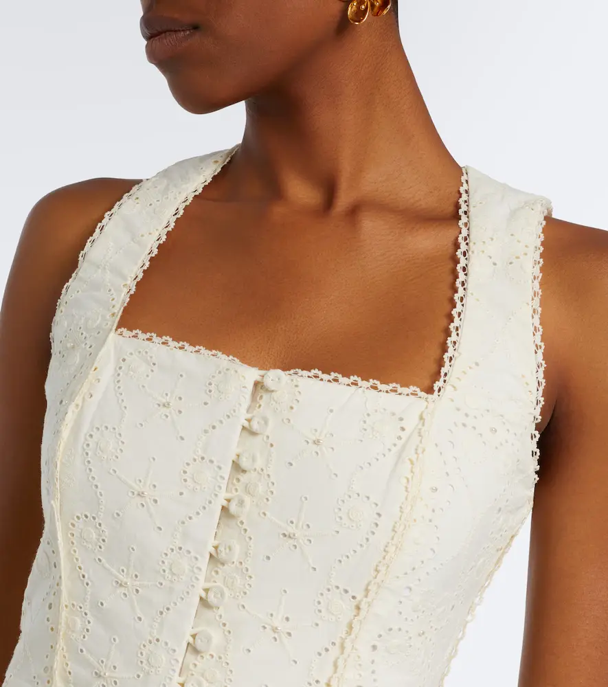 Agua by Agua Bendita Cornalina broderie anglaise cotton bustier top | Thumbnail 4