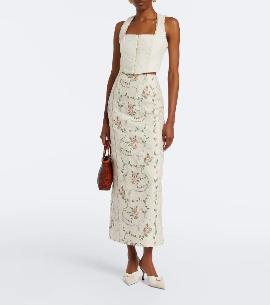 Agua by Agua Bendita Cornalina broderie anglaise cotton bustier top | Thumbnail 5