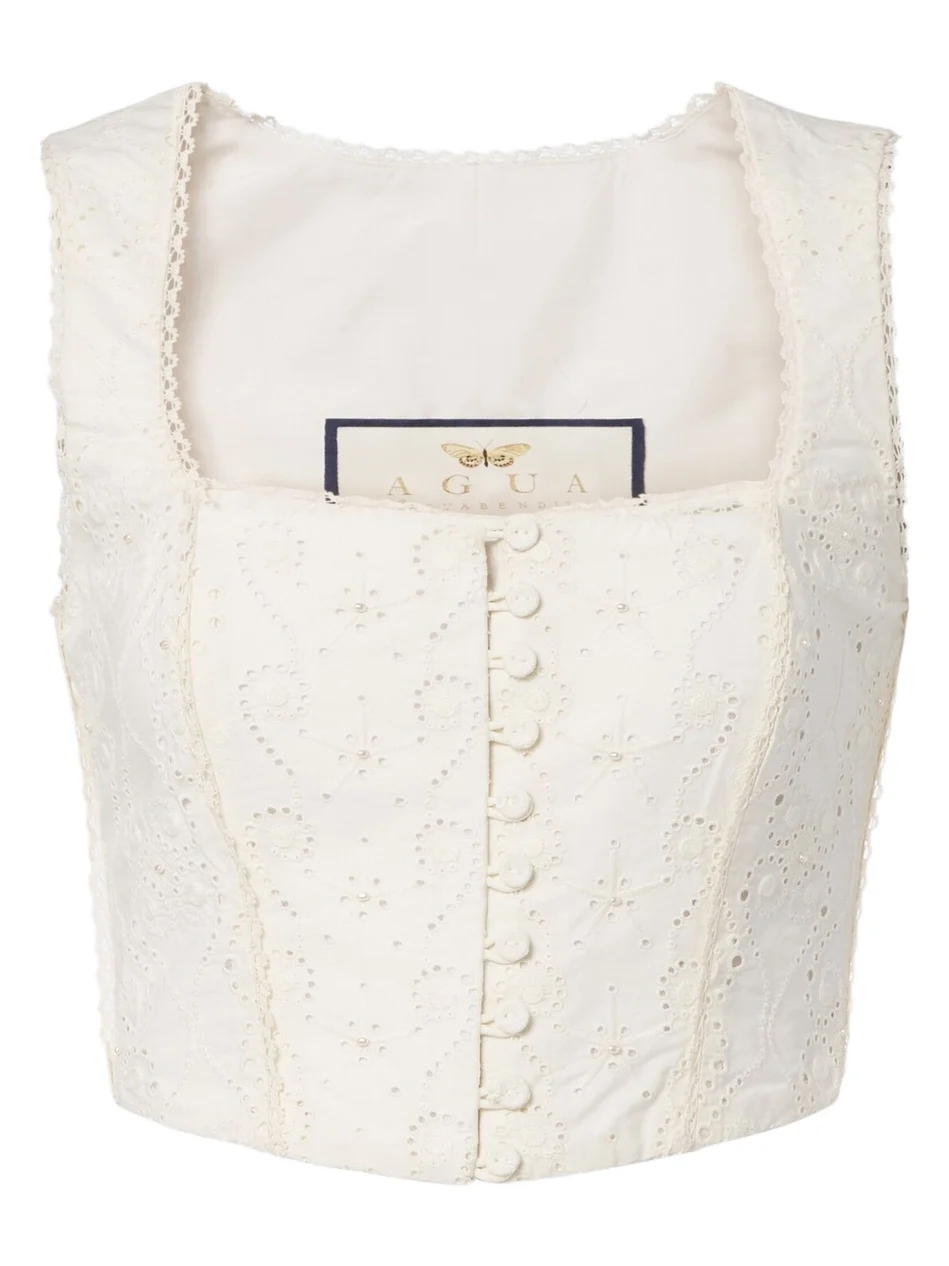Agua by Agua Bendita Cornalina broderie anglaise cotton bustier top