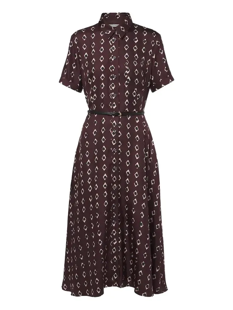Kiera printed silk shirt dress