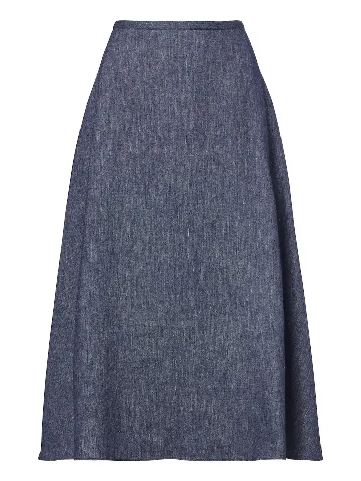 Linen, wool, and silk-blend midi skirt Linen, wool, and silk-blend midi skirt
