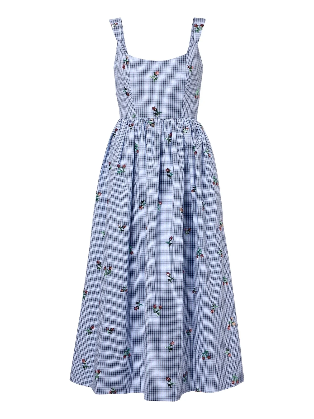 Nara sequined gingham cotton midi dress