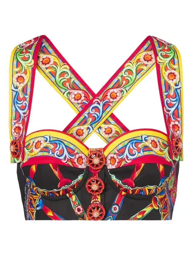 Dolce & Gabbana Carretto cotton poplin crop top