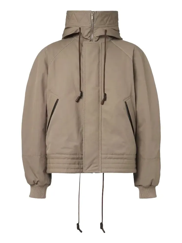 Leather-trimmed cotton canvas jacket Leather-trimmed cotton canvas jacket