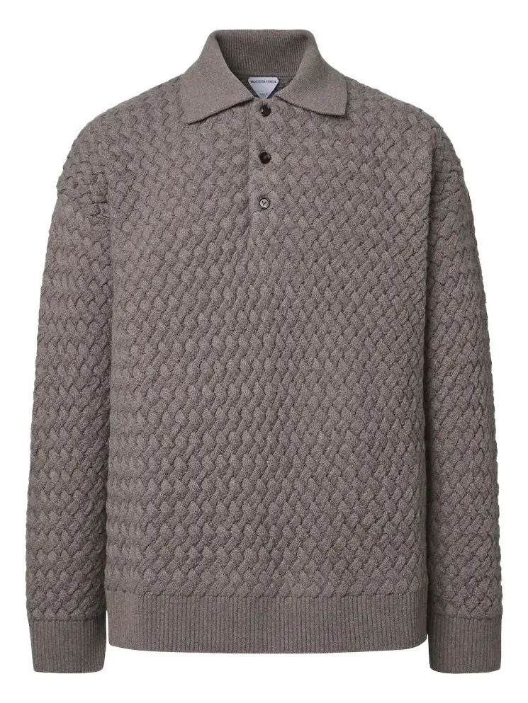 Intrecciato wool polo sweater