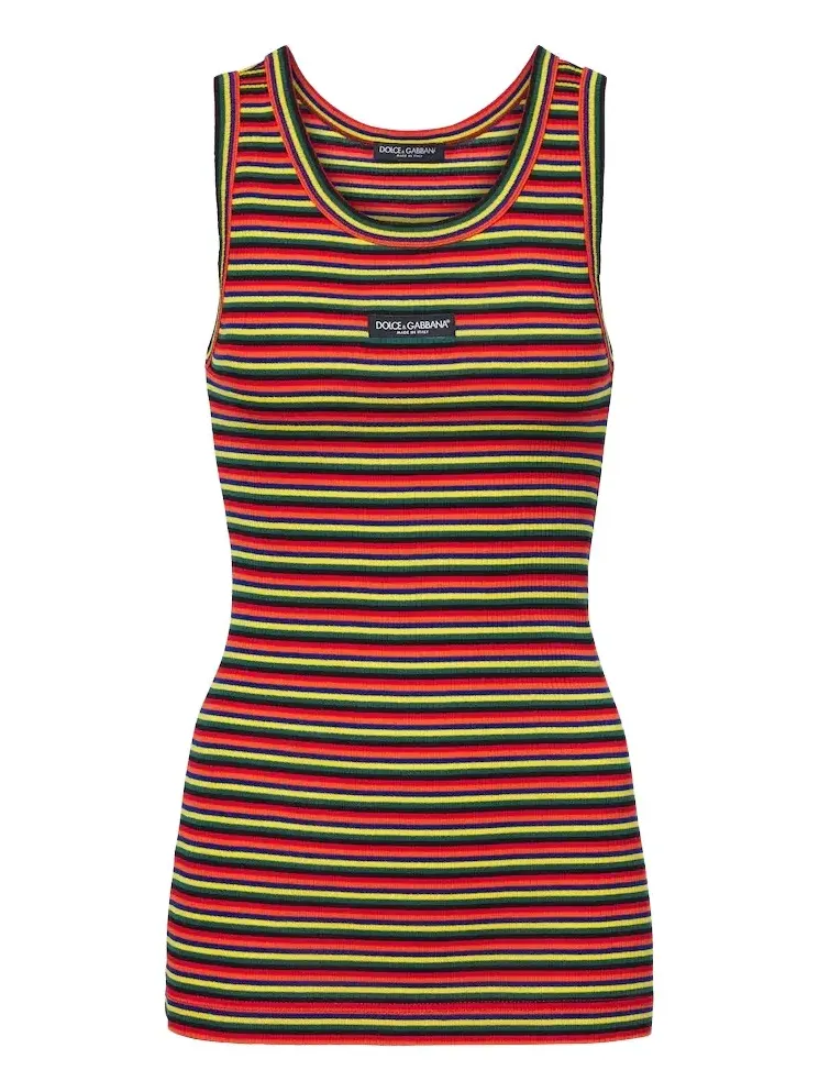 Knitted striped cotton tank top Knitted striped cotton tank top