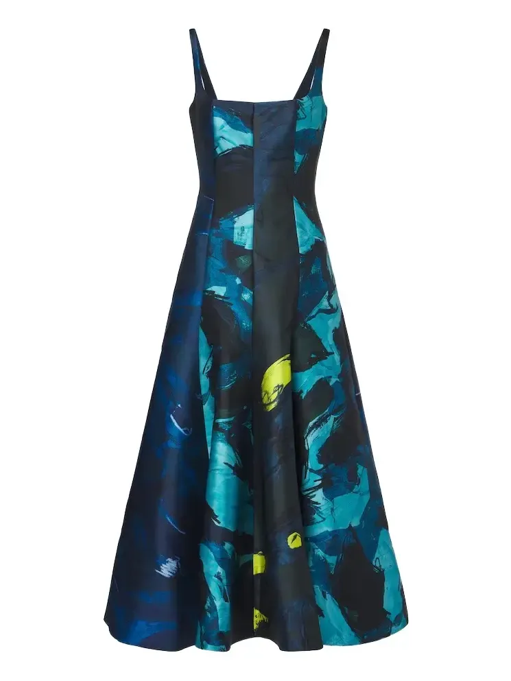 Zelia printed gathered midi dress