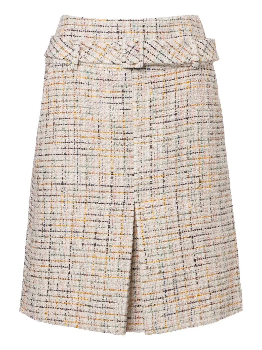 Belted checked cotton-blend miniskirt