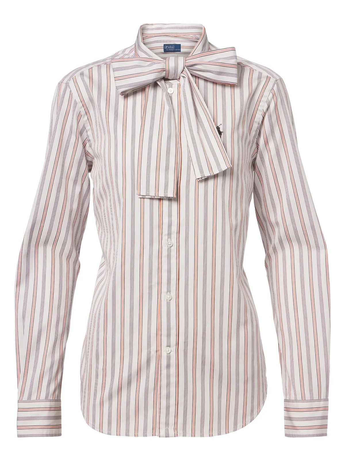 Bow-detail striped cotton poplin shirt Bow-detail striped cotton poplin shirt