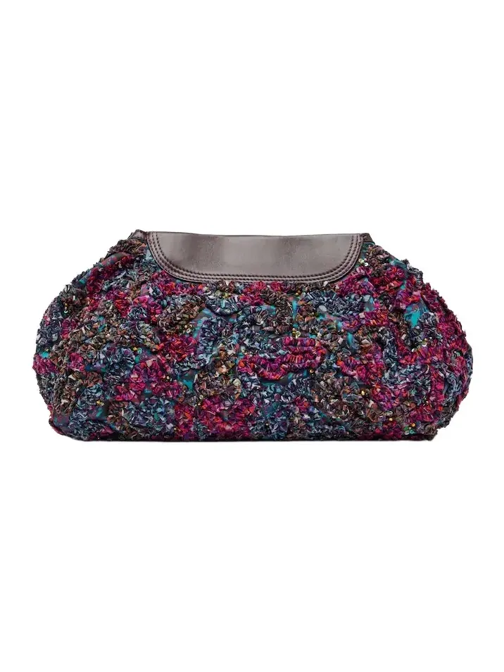 Dries Van Noten Small embellished leather-trimmed clutch