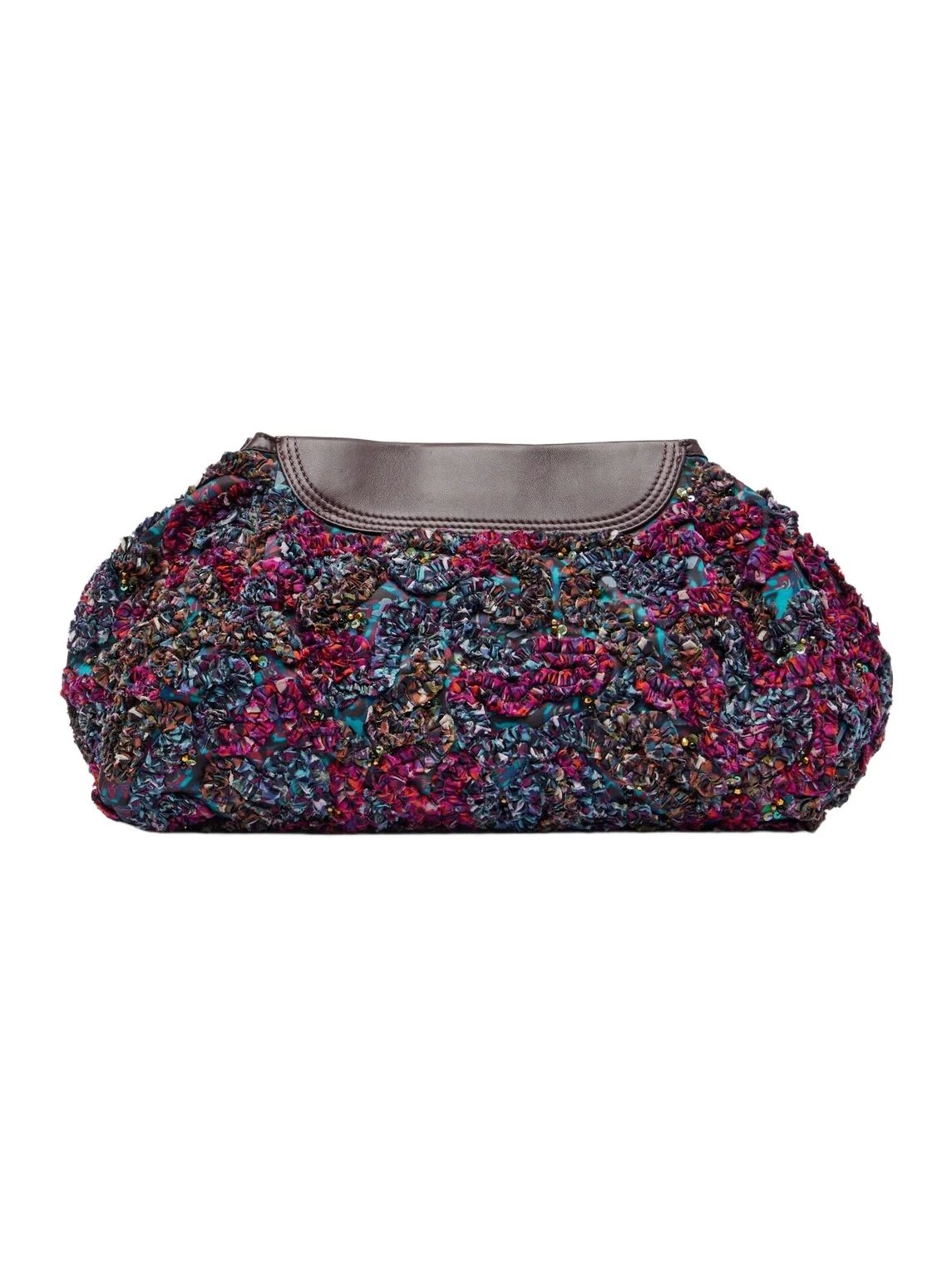 Small embellished leather-trimmed clutch Small embellished leather-trimmed clutch