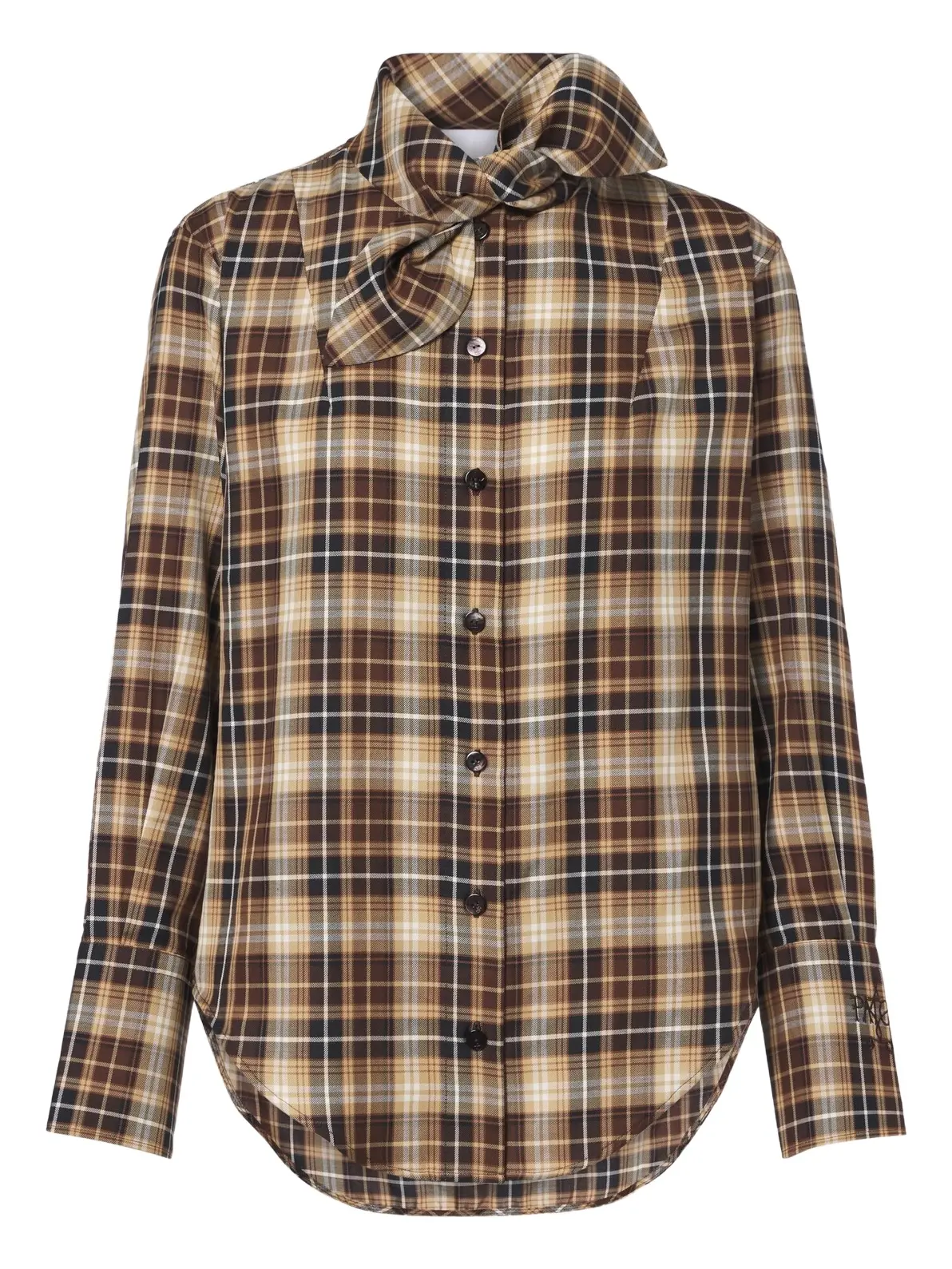 Patou Bow-detail checked cotton shirt