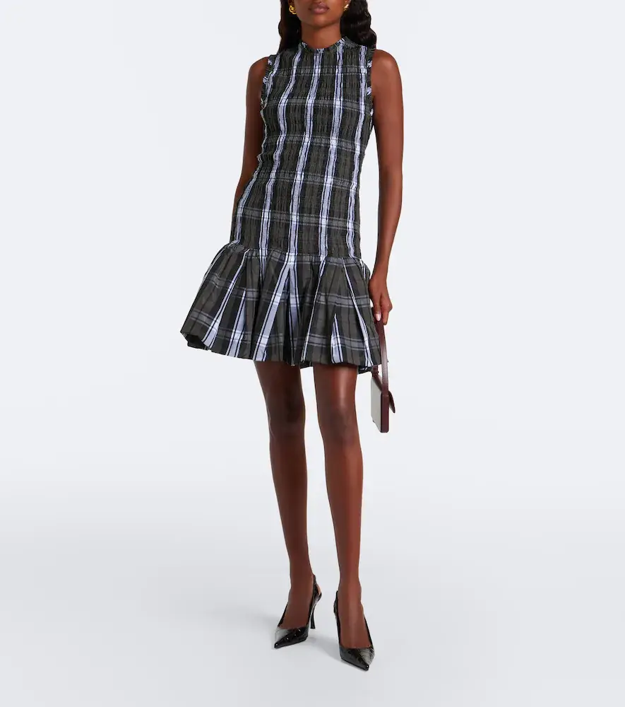 Patou Checked shirred minidress | Thumbnail 5