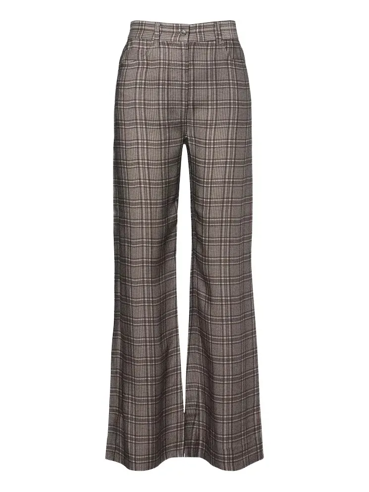 Checked wide-leg pants