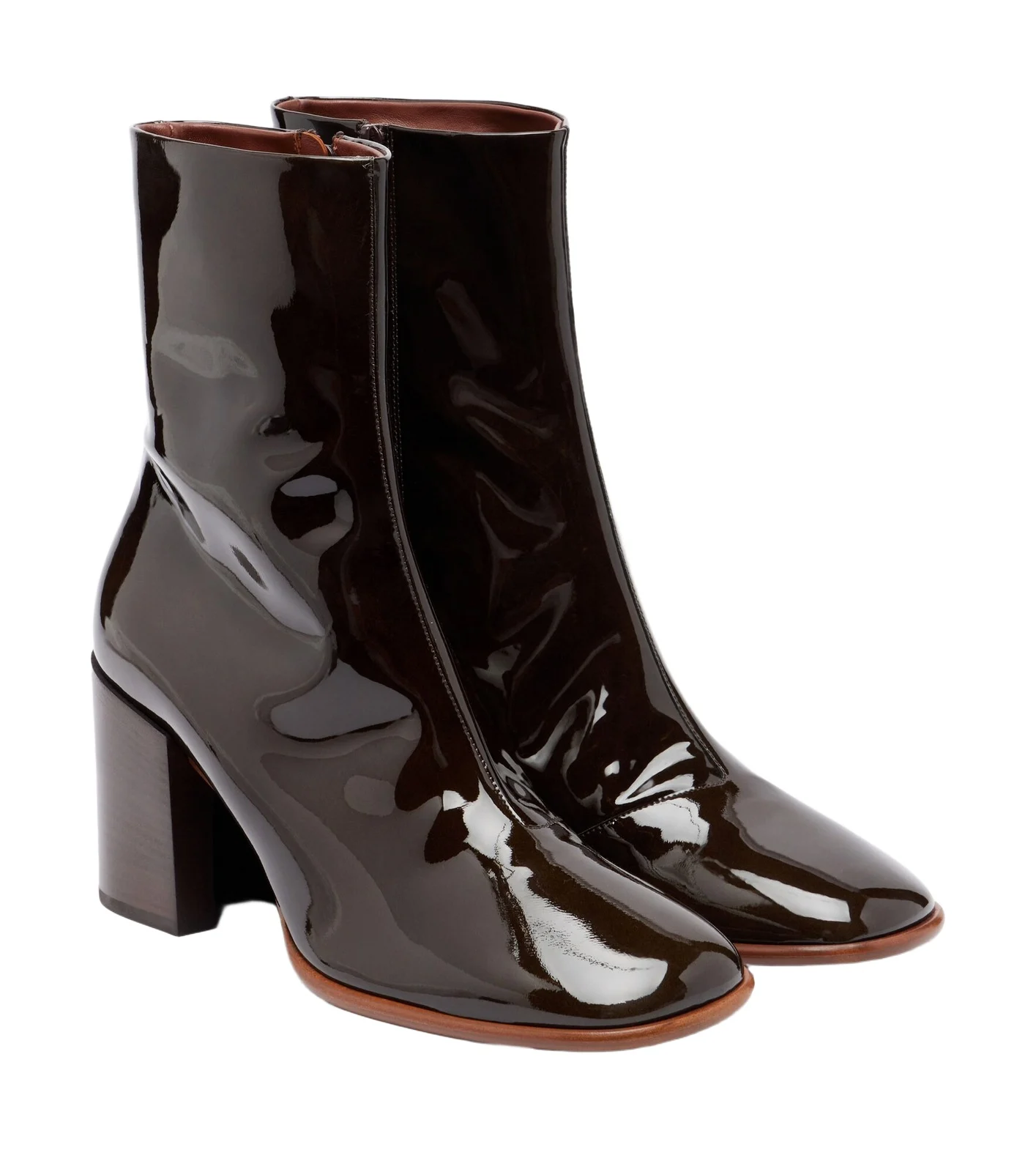 Patent leather mid-calf boots