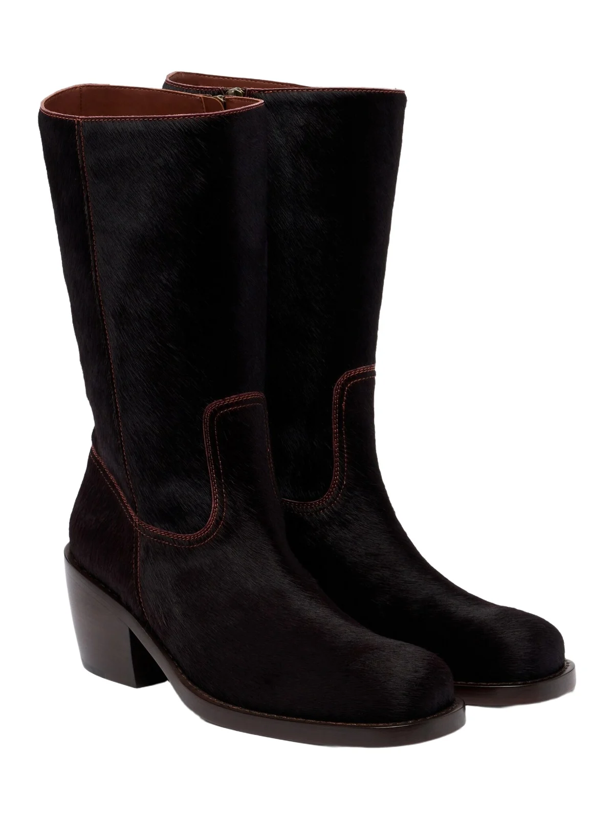Calf hair mid-calf boots