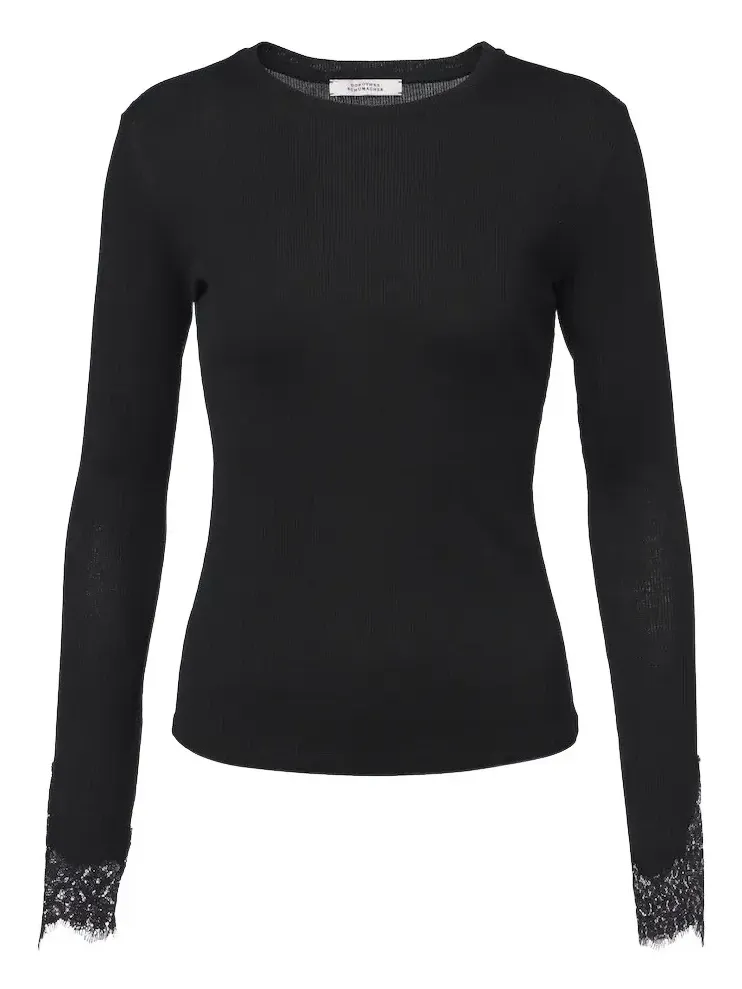 Pure Sleekness lace-trimmed cotton top Pure Sleekness lace-trimmed cotton top