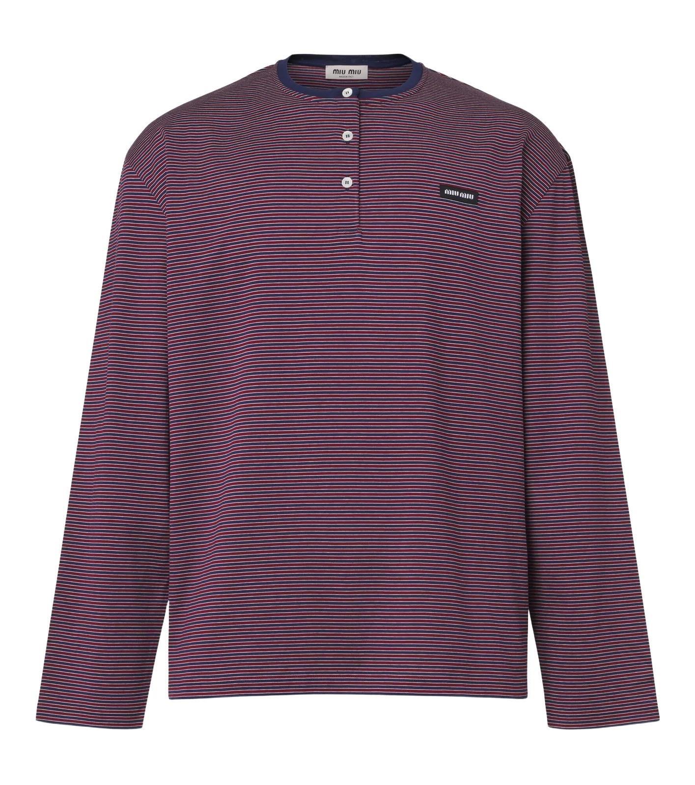 Miu Miu Striped cotton jersey Henley shirt