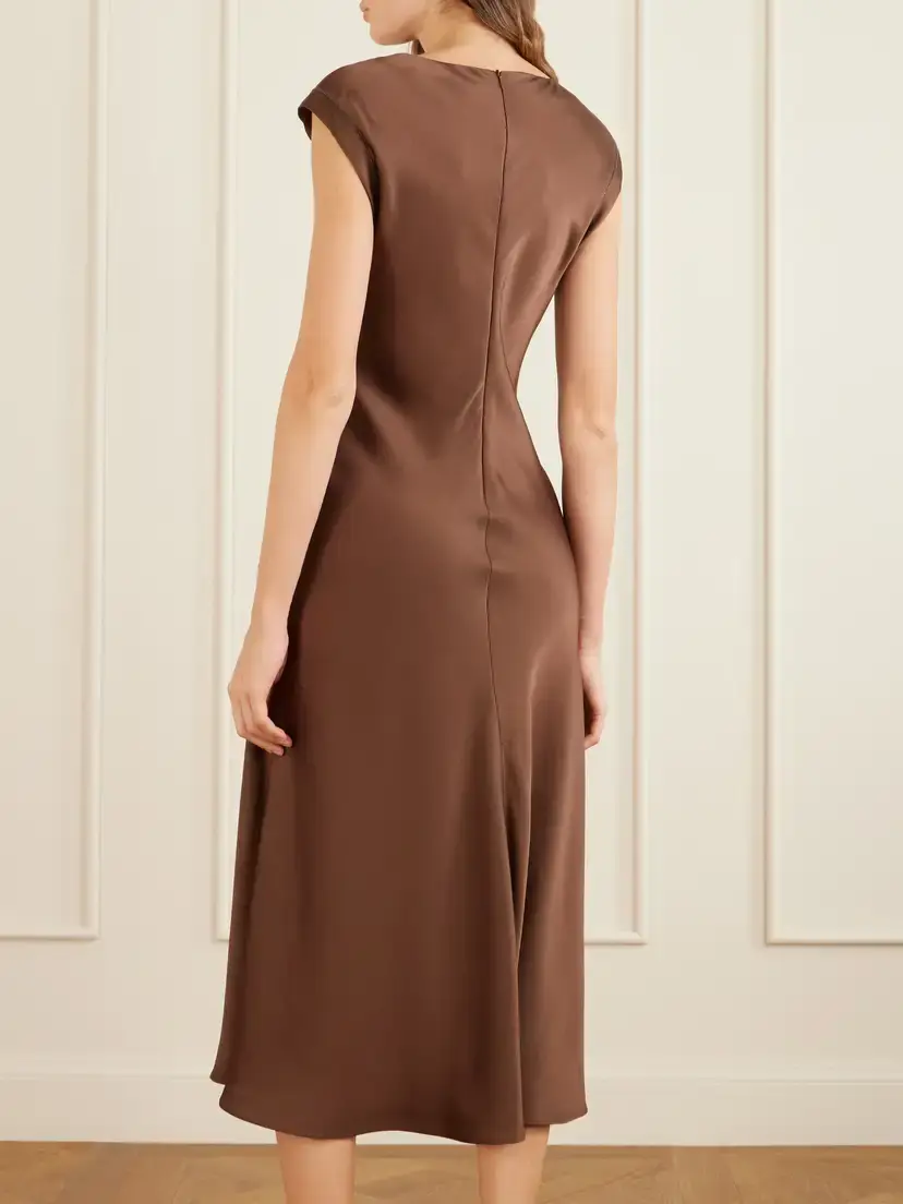 Brunello Cucinelli Bead-embellished Satin Midi Dress | Thumbnail 3 Brunello Cucinelli Bead-embellished Satin Midi Dress | Thumbnail 3