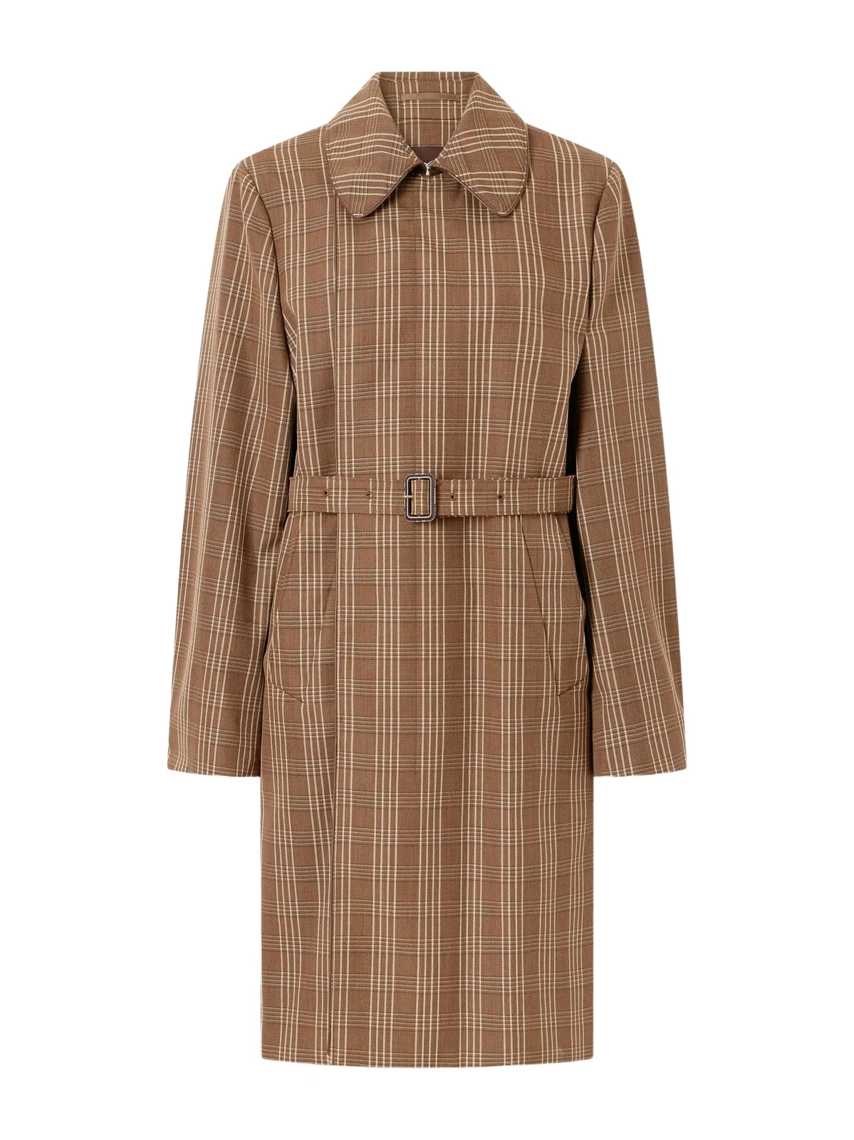 Wales Bonner Linear Belted Checked Wool-canvas Coat