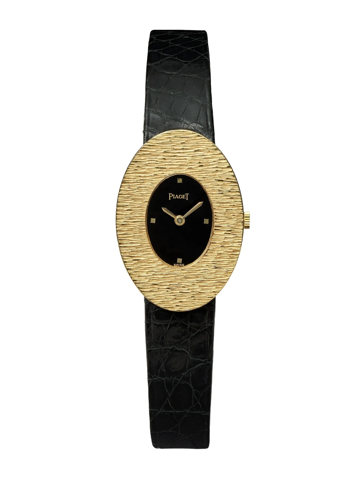 Stephanie Windsor + Piaget Vintage 1976 Oval Dress Hand-wound 18-karat Gold Onyx Watch, Ref. 99061 (6.5" Wrist)