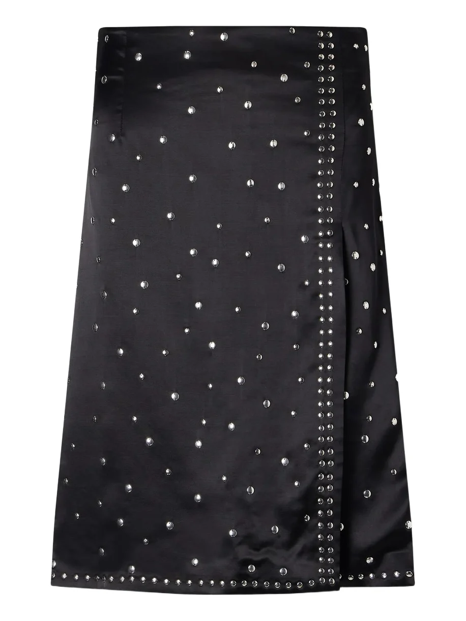 Cosmic Embellished Satin Midi Skirt