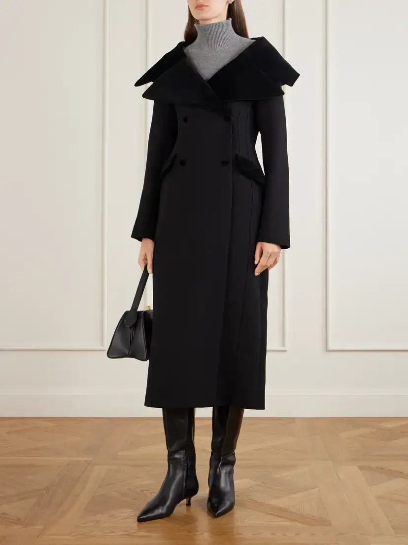 LIBEROWE Hourglass Double-breasted Wool Velour-trimmed Coat | Thumbnail 2