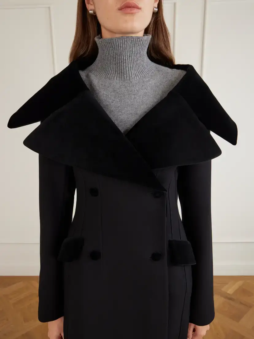 LIBEROWE Hourglass Double-breasted Wool Velour-trimmed Coat | Thumbnail 4