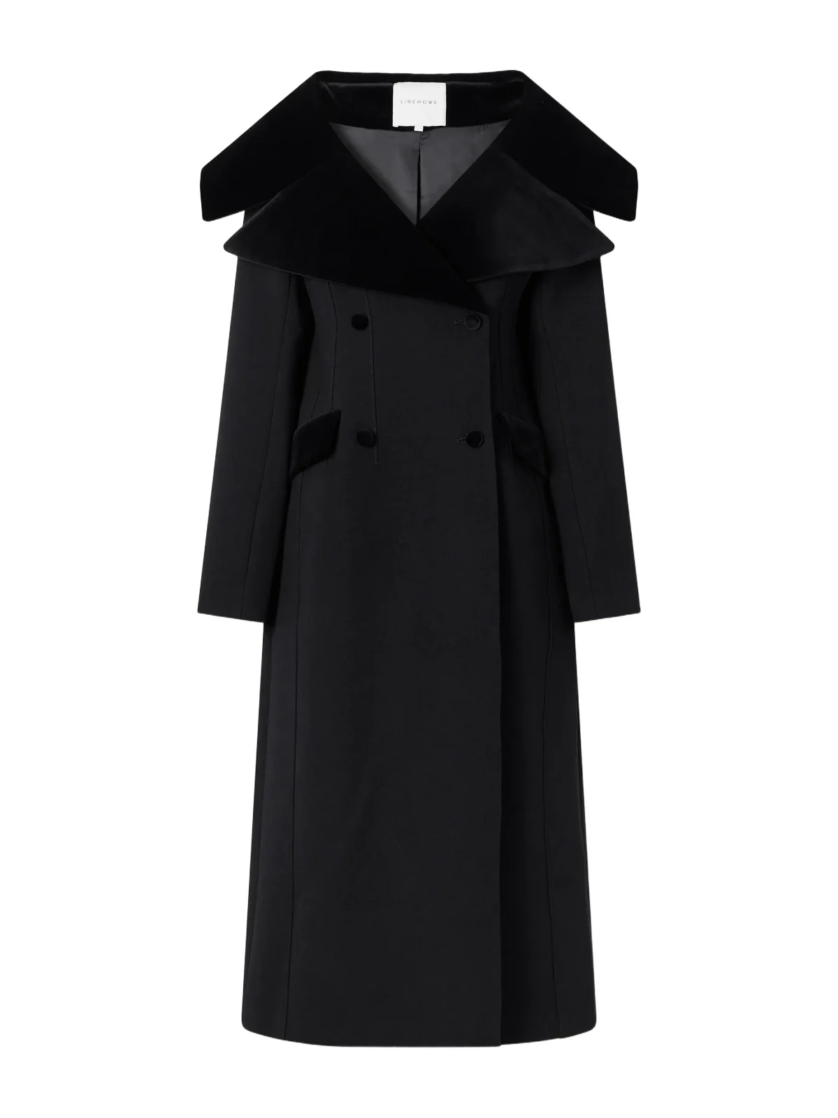 Hourglass Double-breasted Wool Velour-trimmed Coat Hourglass Double-breasted Wool Velour-trimmed Coat
