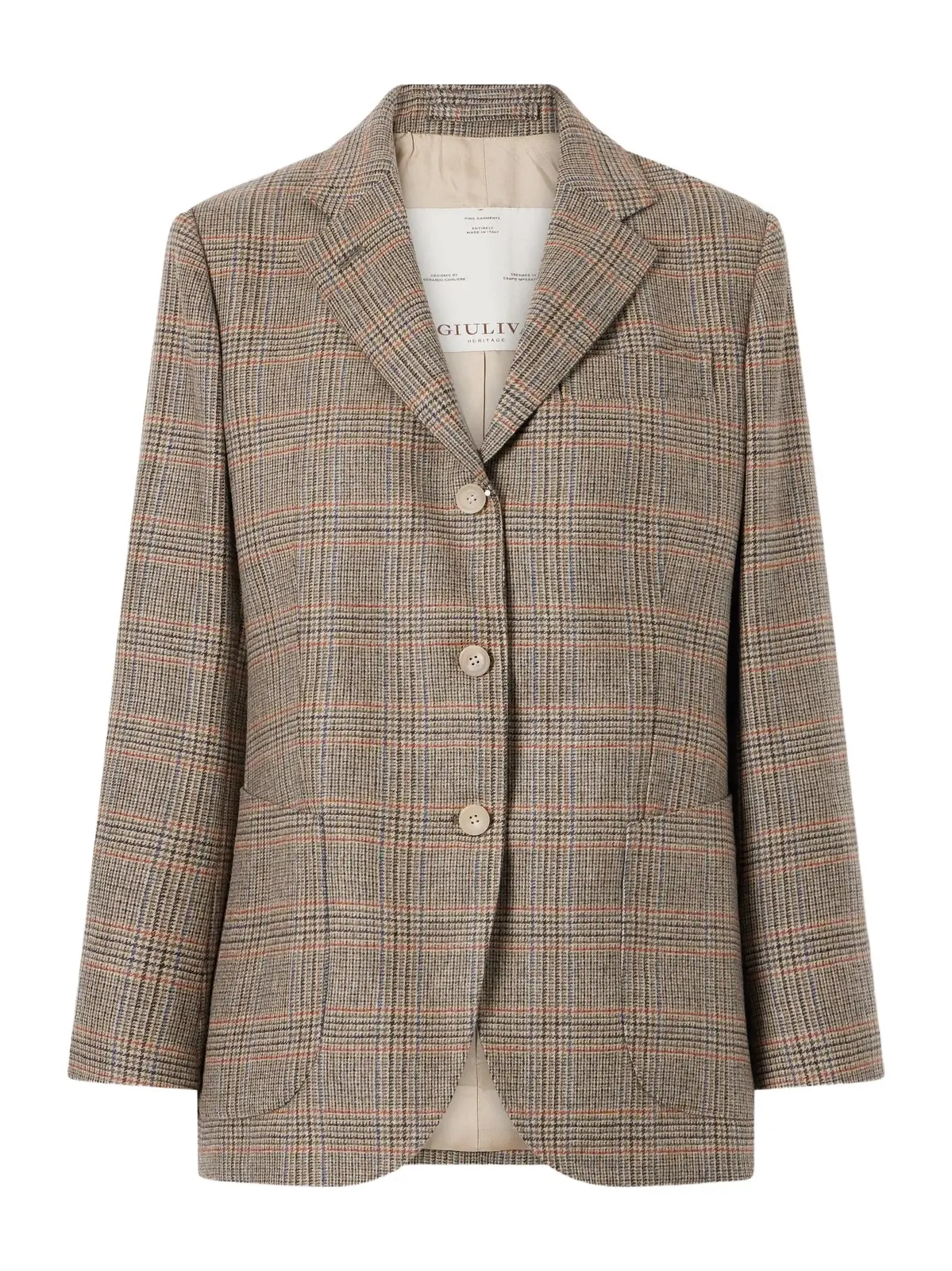 Giuliva Heritage The Andrea Prince Of Wales Checked Wool And Cashmere-blend Blazer - Brown