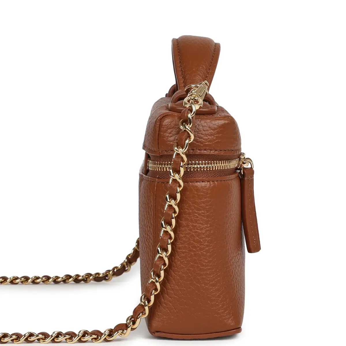 Chanel Chanel "Supple" Top Handle Long Vanity Case with Chain Camel Grained Calfskin Gold Hardware | Thumbnail 3