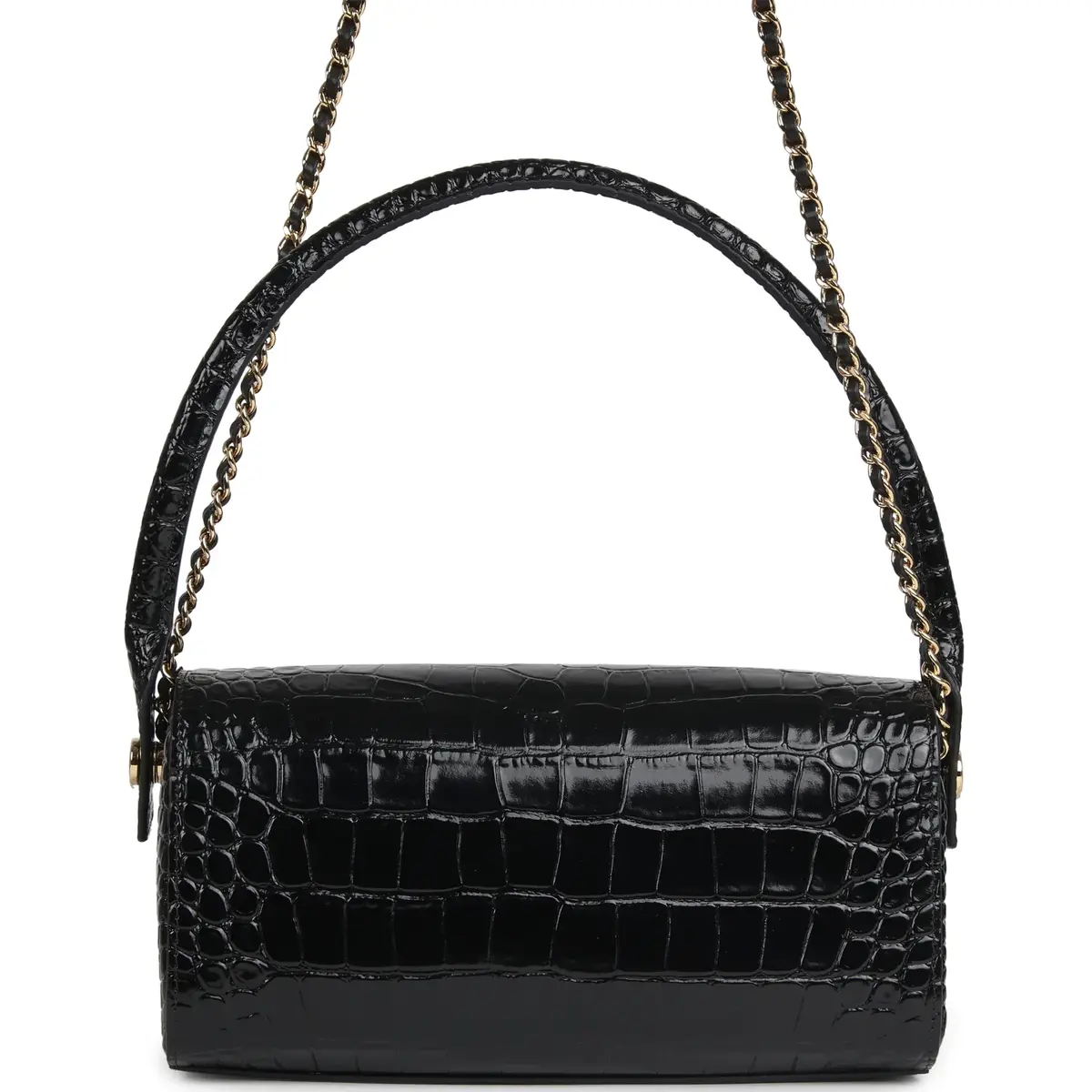 Chanel Chanel Barrel Clutch Bag with Chain Black Croc Embossed Calfskin Gold Hardware | Thumbnail 4