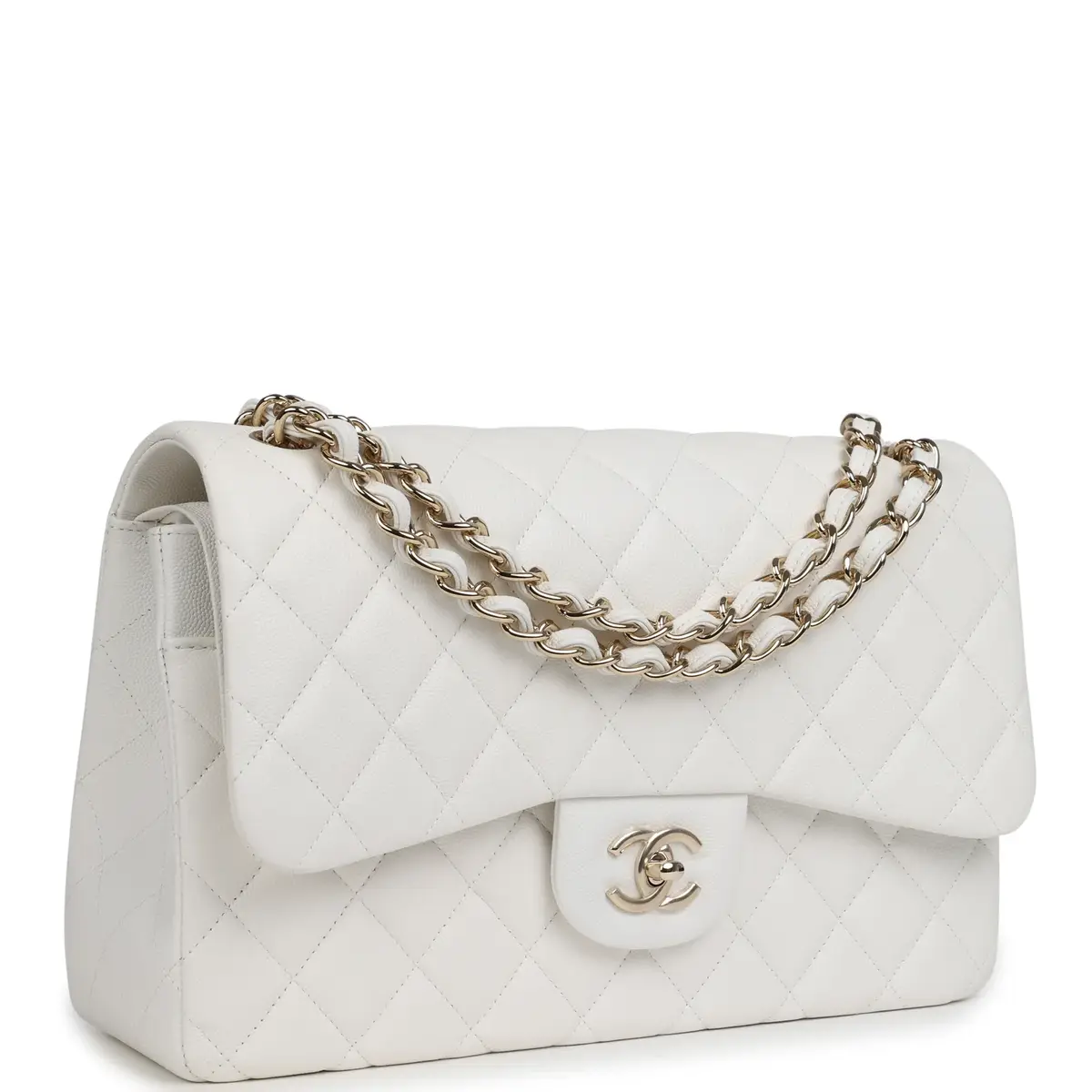 Chanel Chanel Jumbo Classic Double Flap White Caviar Light Gold Hardware | Thumbnail 2